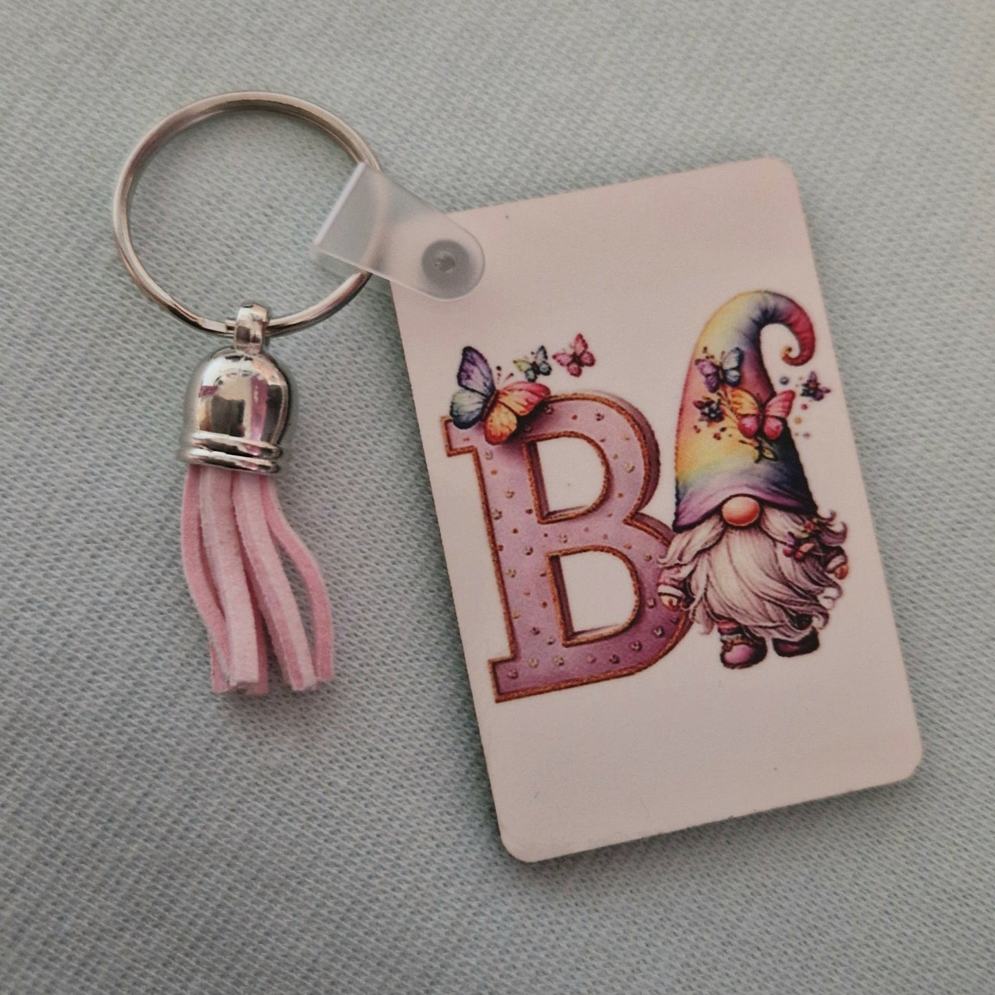 Personalised rainbow gonk keyring