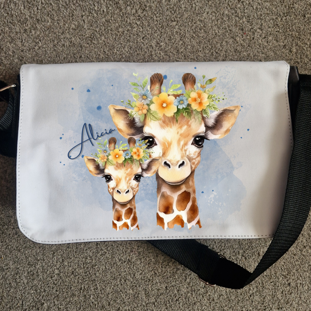 Personalised baby changing bag - baby giraffe design