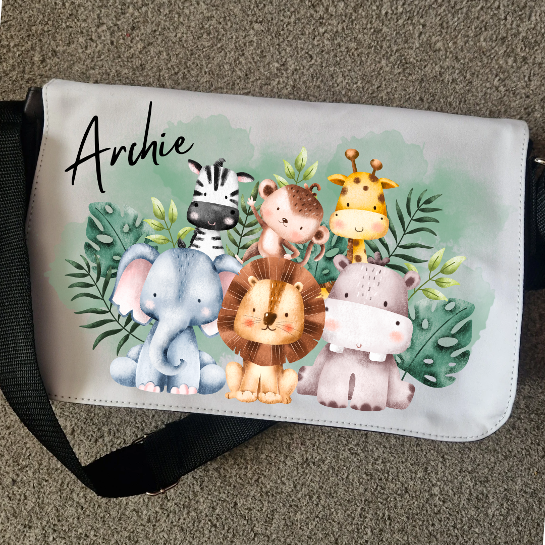 Personalised baby changing bag - safari design